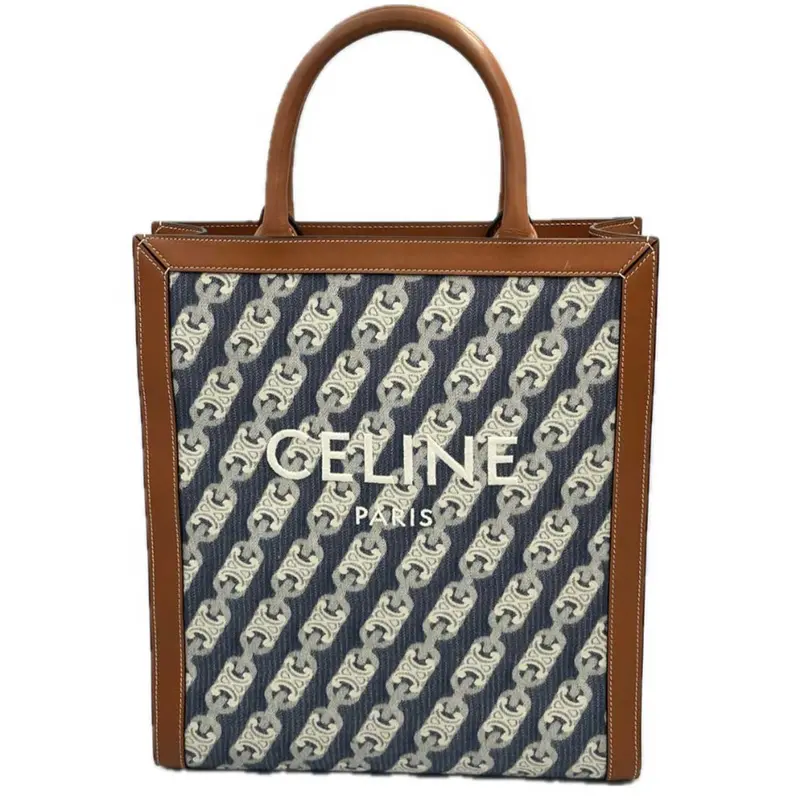 Celine Vertical Cabas Triomphe Tote In Denim And Leather 1