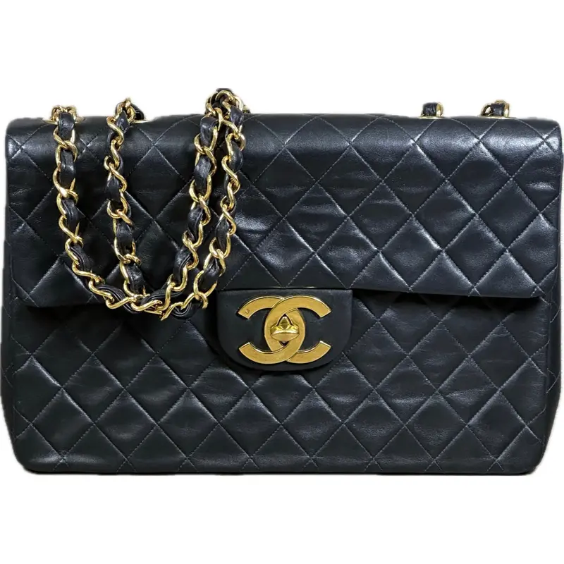 Chanel Black Lambskin Quilted Xl Single Flap Bag 1