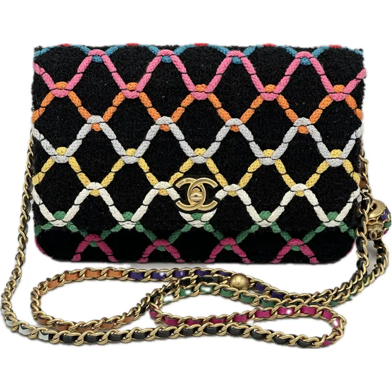 Chanel Rainbow Roped Tweed Pearl Crush Wallet On Chain 1