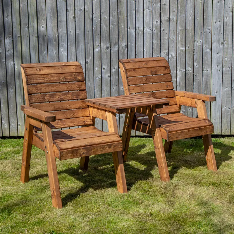Charles Taylor 2-Seater Rustic Wooden Garden Love Seat 1