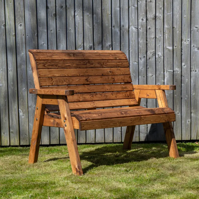 Charles Taylor Traditional 2-Seater Rustic Wooden Garden Bench – Flat-Pack Assembly 1