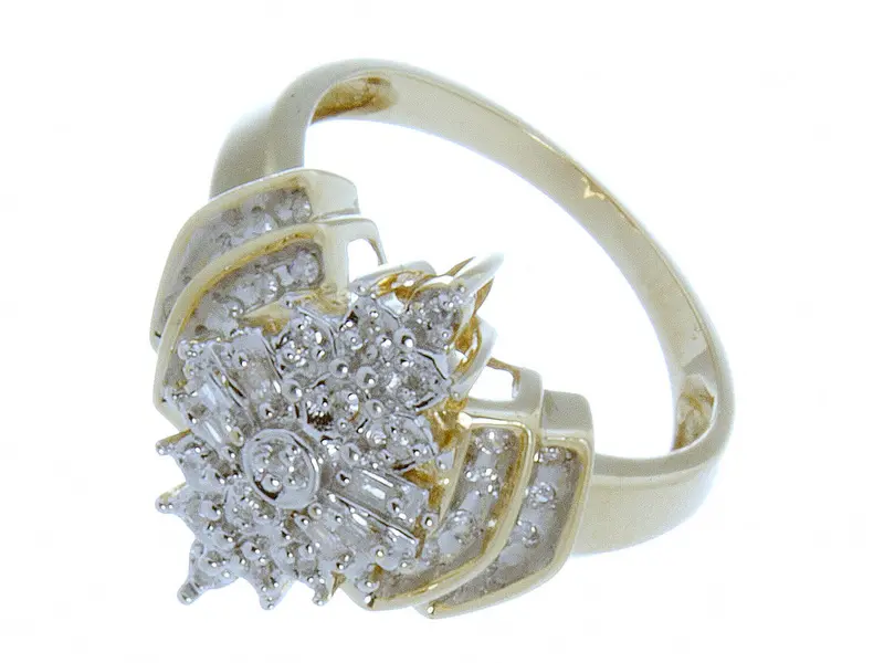 Cocktail Ring Blending Round And Baguette Diamond Cuts For Dimension 1
