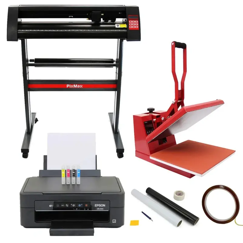 Complete Sign-Making Starter Kit: 38Cm Clam Press, 720Mm Vinyl Cutter, Epson Printer, And Weeding Tools 1
