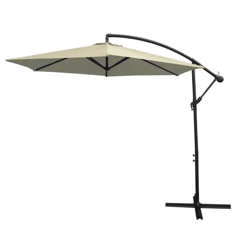 Cream-Coloured Cantilever Sun Shade Parasol – Modern Outdoor Umbrella 1