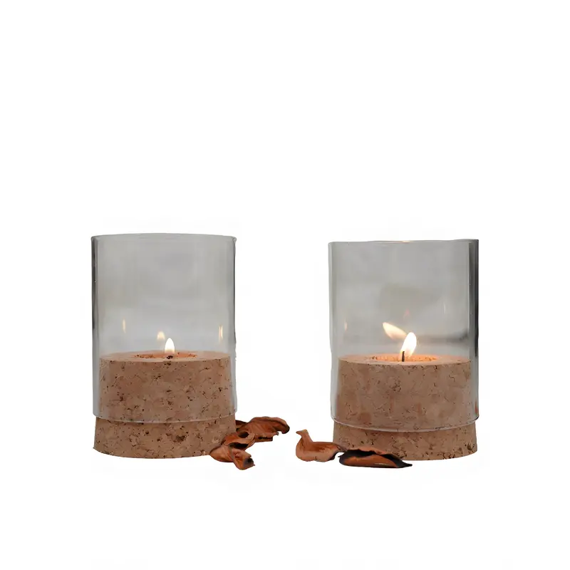 Cylindrical Glass-Enclosed Tea Light Holder 1