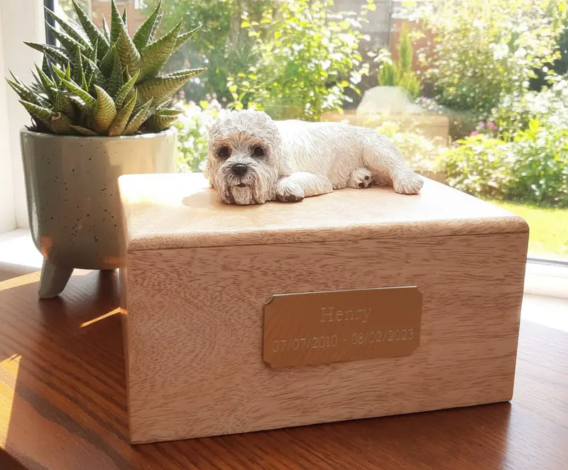 Dandie Dinmont Terrier Cremation Urn – Handcrafted Wooden Memorial Box 1