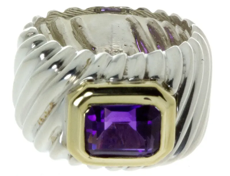 David Yurman 14K Gold And Sterling Silver Amethyst Ring 1