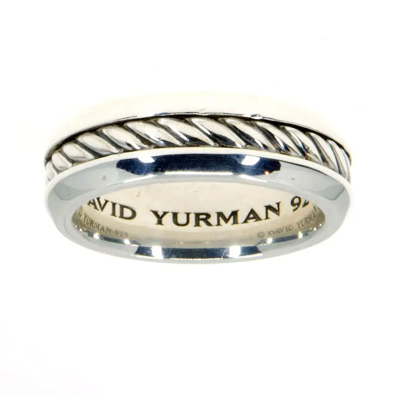 David Yurman Cable-Inset Band Ring In 18K Gold 1