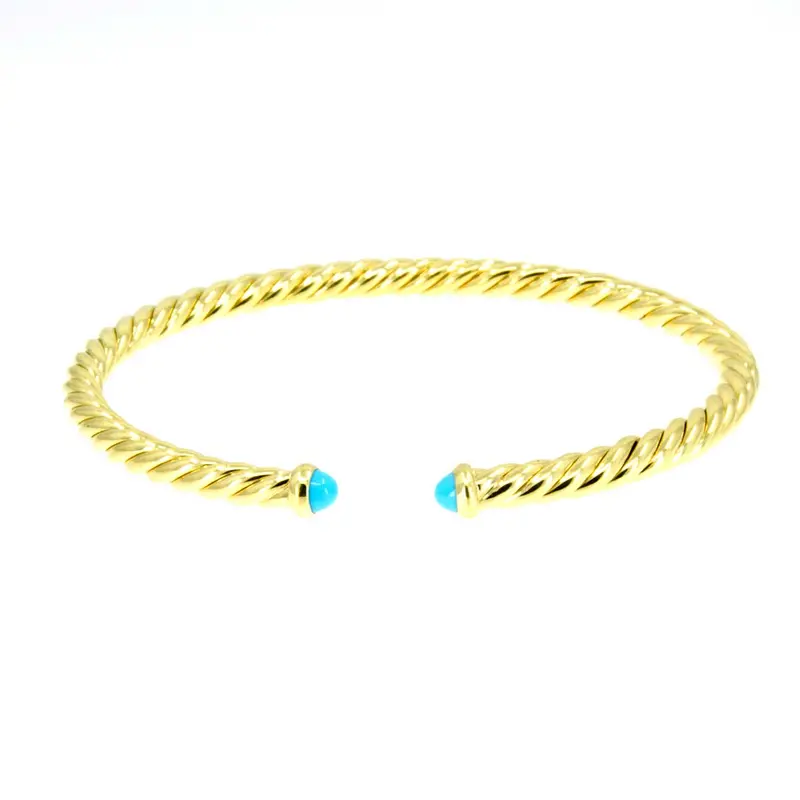 David Yurman Cablespira Bracelet In 18K Yellow Gold With Turquoise Accents 1
