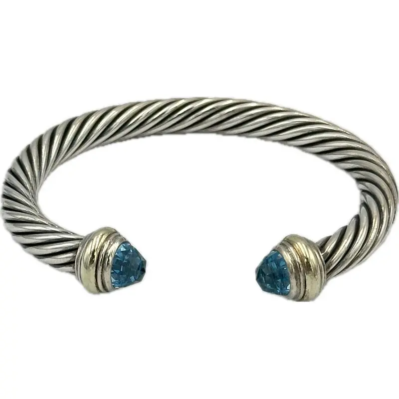 David Yurman Classic Cable Cuff With Blue Topaz (7Mm) 1