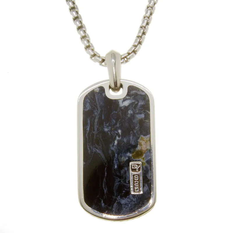 David Yurman Exotic Pietersite Tag Pendant On Box Chain – Sterling Silver 1