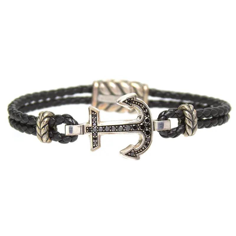 David Yurman Maritime Anchor Bracelet Set With Black Diamond Accents 1