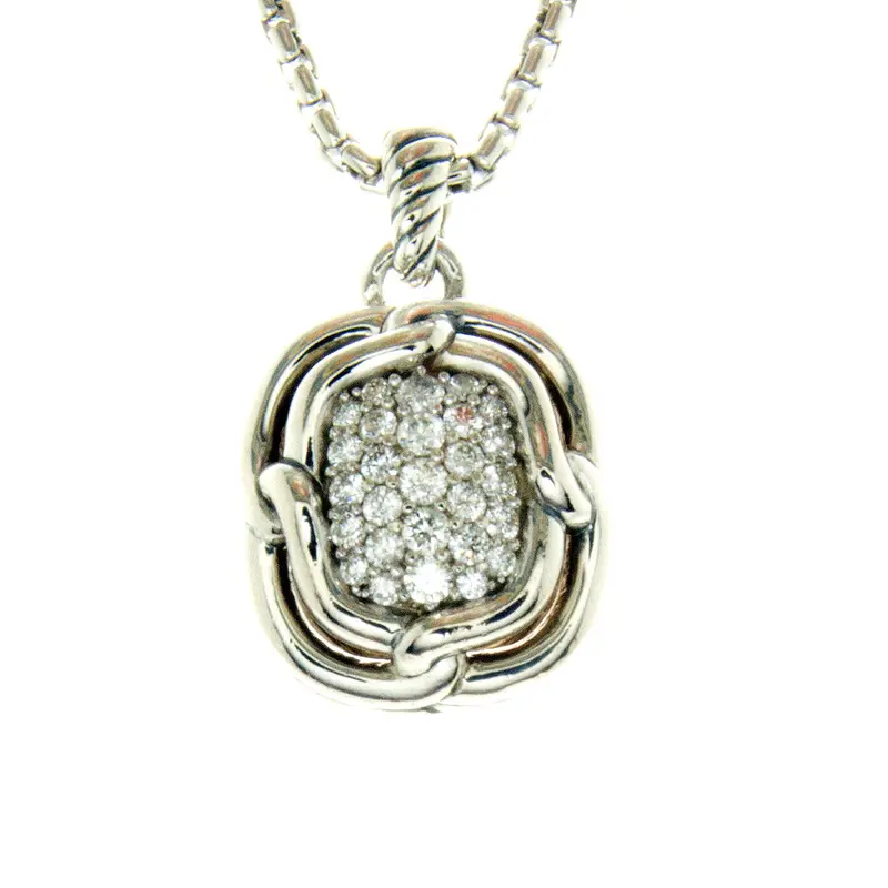 David Yurman Pavé Diamond Pendant Necklace In Sterling Silver 1
