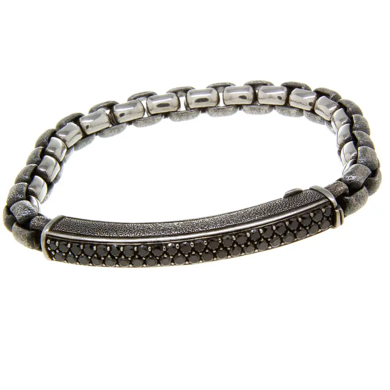 David Yurman Pavé-Id Link Bracelet With Black Diamond Accents 1
