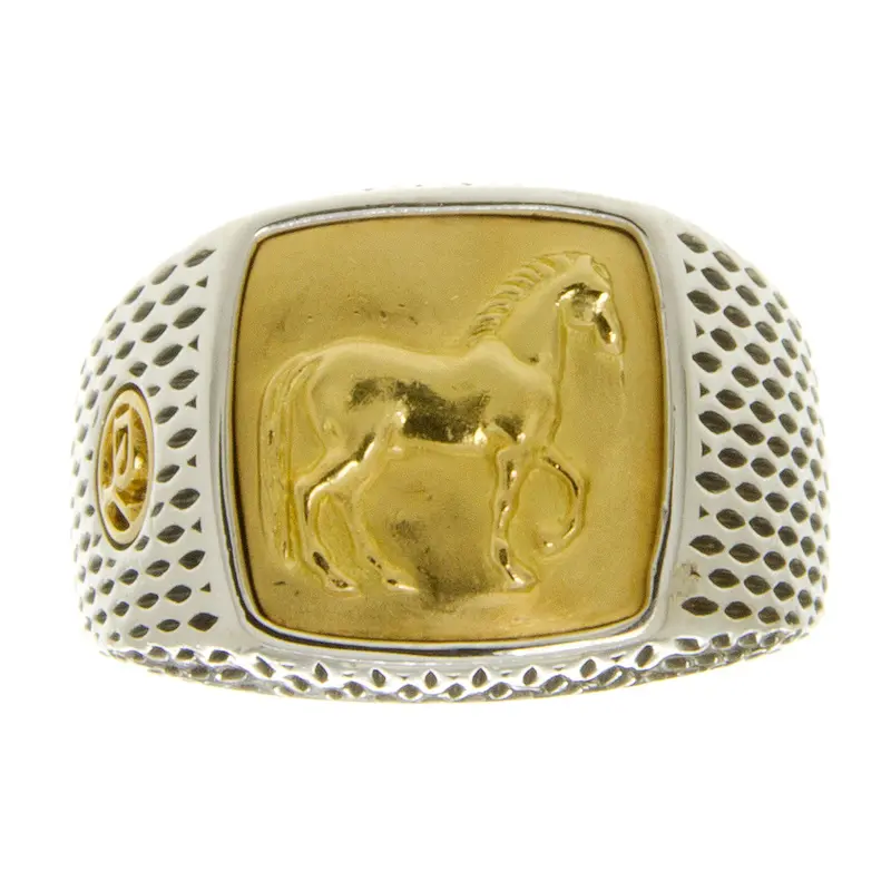 David Yurman Sterling Silver And 22K Gold Petrvs Horse Signet Ring 1