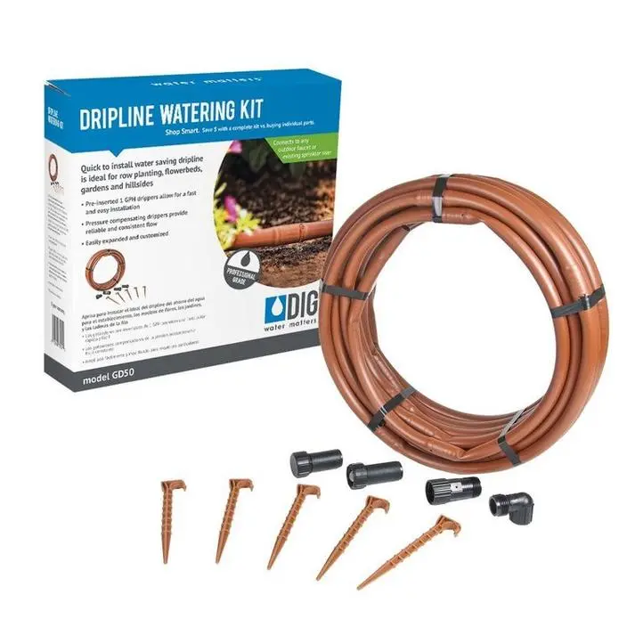 Dig Dripline Watering Kit – Includes 50-Foot Tubing And Riser Adapters (Gd50) 1