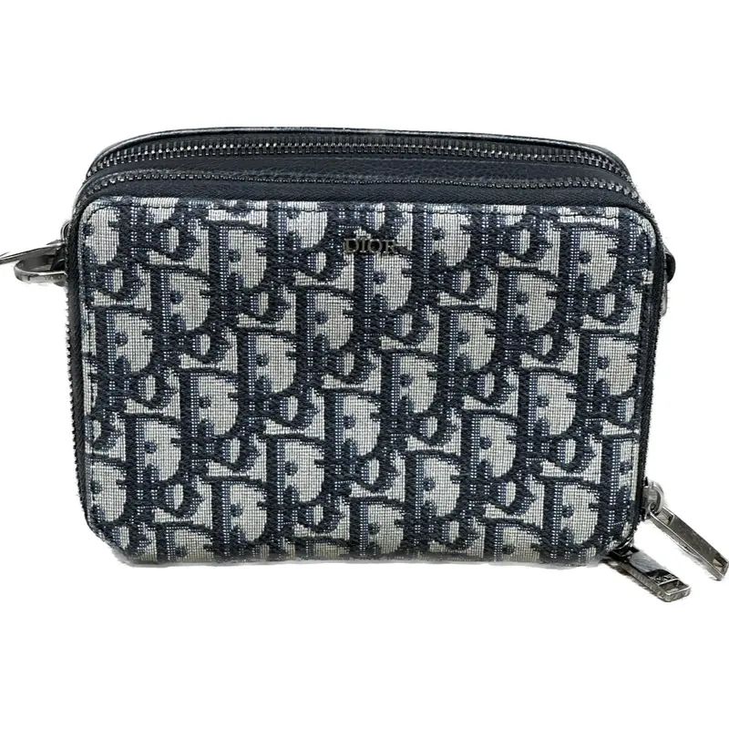 Dior Zipped Pouch With Detachable Strap – Beige & Black Canvas 1