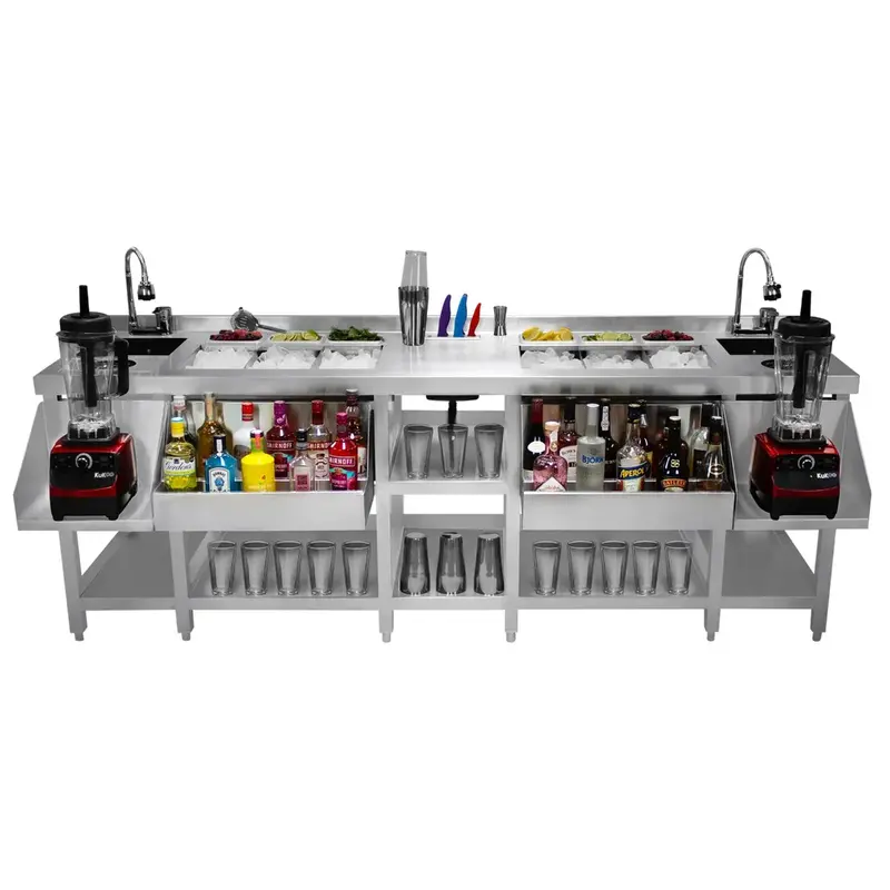 Dual-Station Cocktail Bar Cart – Mobile Mixology Station With Storage 1