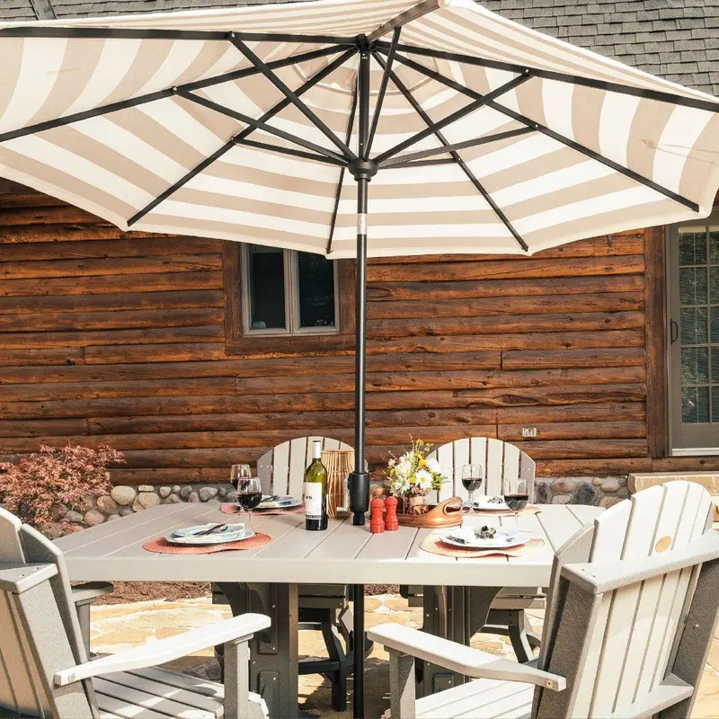 Durable Aluminum Outdoor Dining Table With Umbrella Base 1
