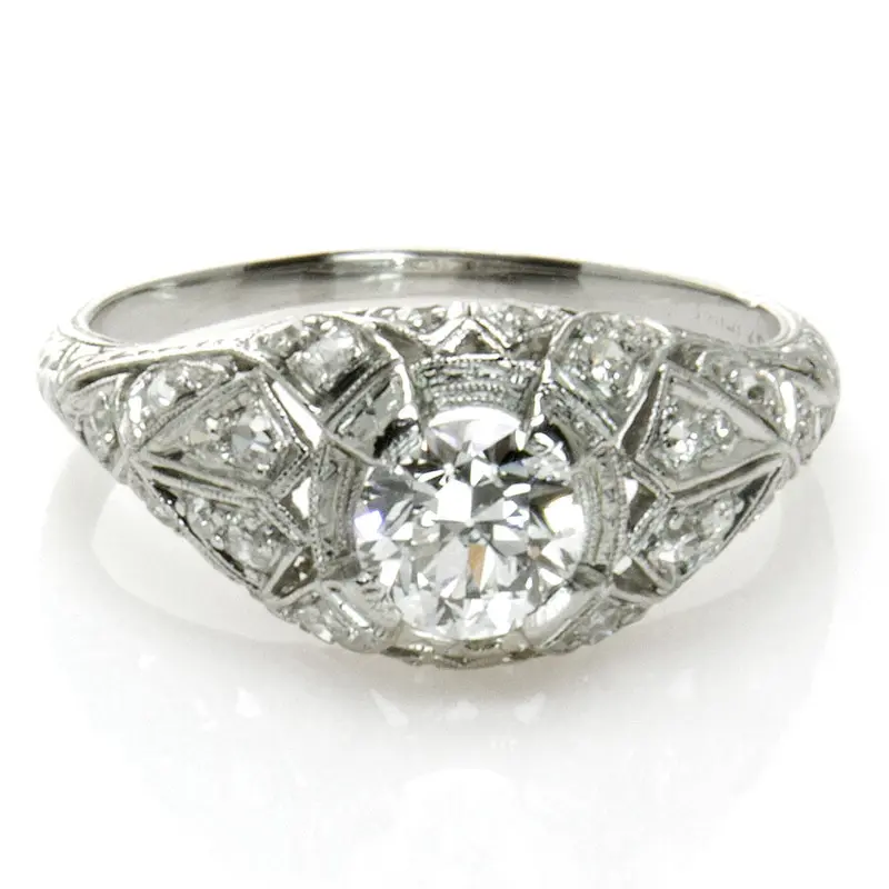 Edwardian 1.29 Carat Diamond Engagement Ring In Platinum 1