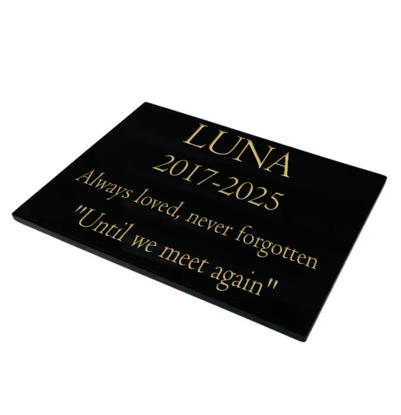 Elegant Black Granite Cat Memorial Plaque – Minimalist Design, Two Sizes 1