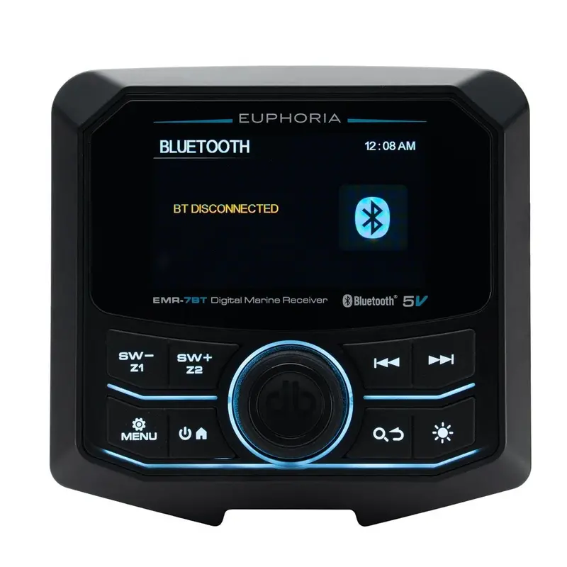 Euphoria Emr-7Bt Full-Color Marine Bluetooth Receiver – 5V Output 1