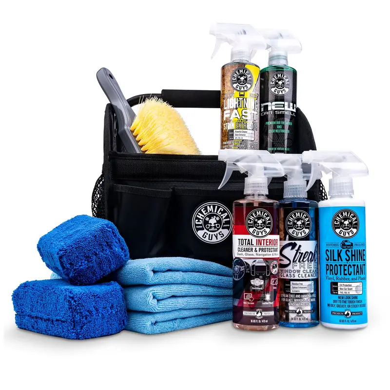 Fabric And Glass Interior Cleaner Deluxe Kit With Organizer Caddy 1
