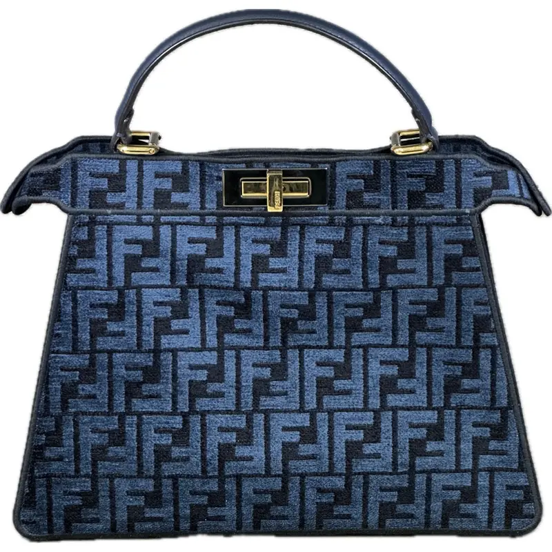 Fendi Blue Velvet Peekaboo Iseeu Handbag 1