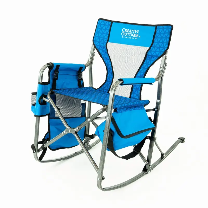 Folding Rocking Chair With Built-In Cooler – Ocean Diamond Pattern 1