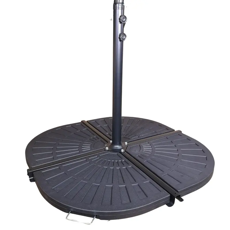 Four-Piece Banana-Style Parasol Weights – 14Kg Each, Black Cantilever Garden Base Set 1
