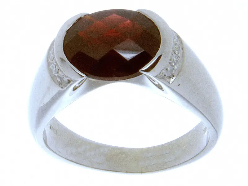 Garnet And Diamond Ring – 4.50 Carat Gemstone Design In 18K White Gold 1