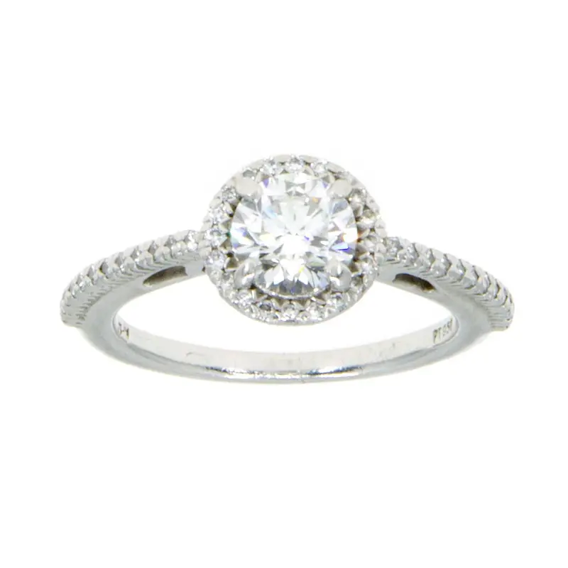 Gia-Certified Halo Engagement Ring – 1.02Ct Center Diamond With Surrounding Pavé 1