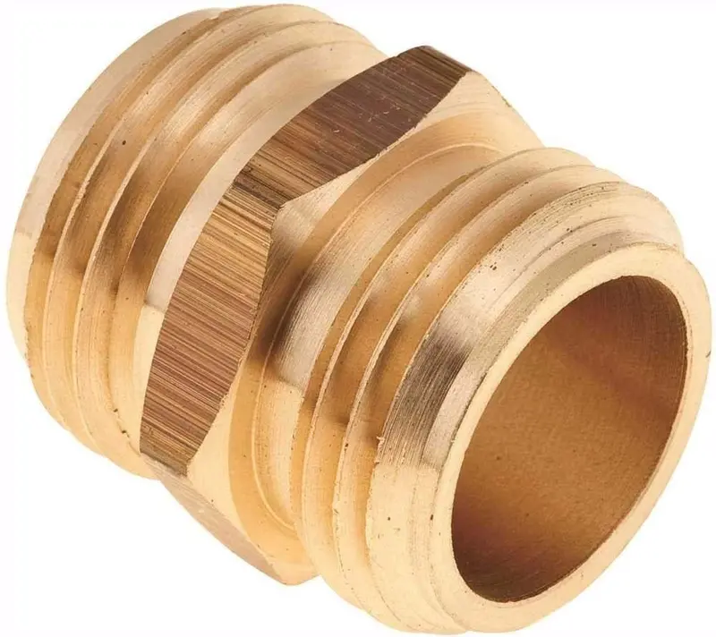 Gilmour Dual 3/4-Inch Male Hose Thread Brass Connector – Compact Double-Male Fitting (877014-1002) 1