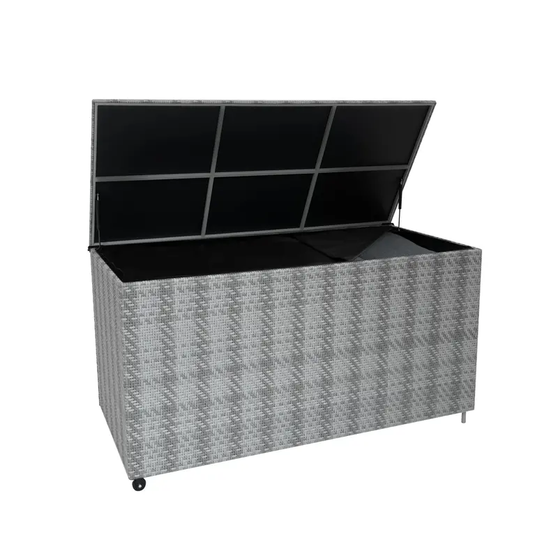 Grey 700-Litre Rattan Storage Chest For Patios And Decks 1
