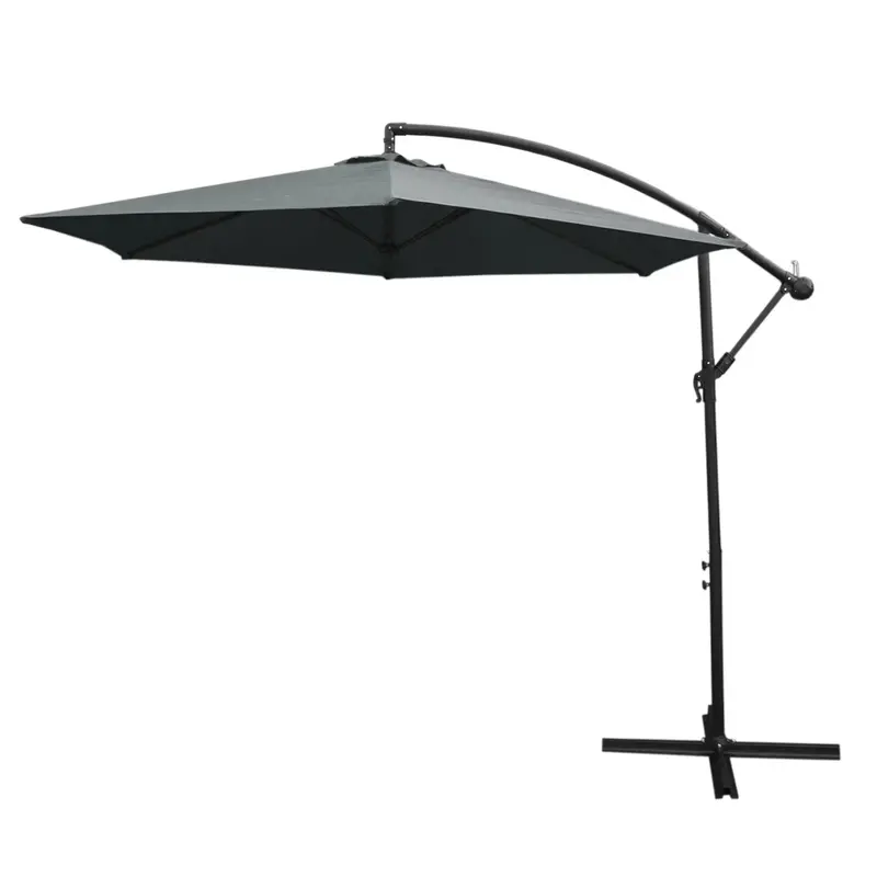 Grey Cantilever Parasol With Uv-Resistant Fabric & Smooth Swivel Function 1