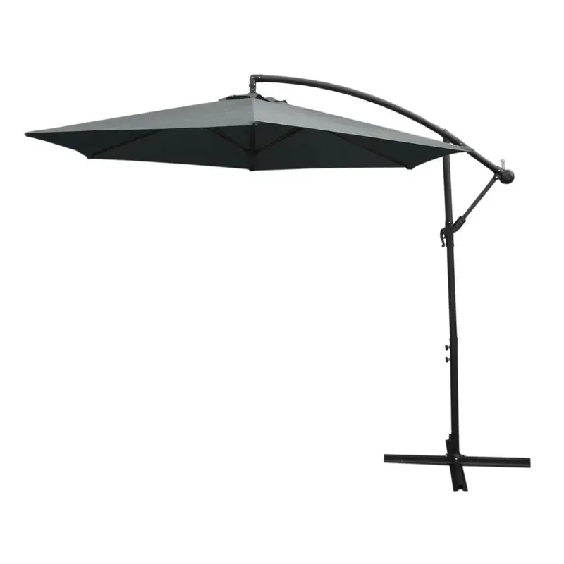 Grey Cantilever Sun Umbrella With Square Ballast Base 1
