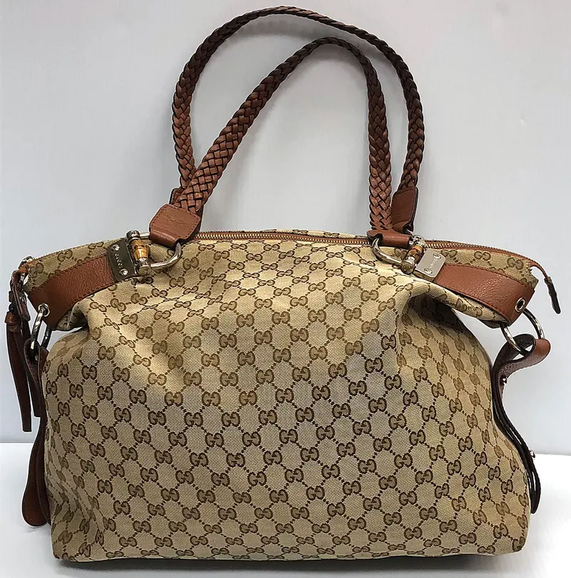 Gucci Bamboo Bar Large Travel Tote In Canvas 1