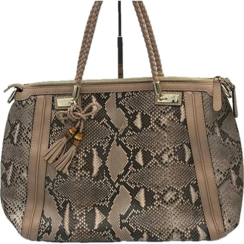 Gucci Bella Snake-Print Python Tote Bag 1