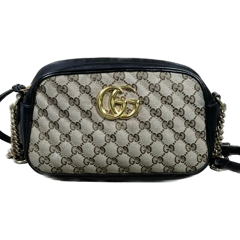 Gucci Black Matelassé Marmont Chain Bag In Gg Monogram Canvas 1