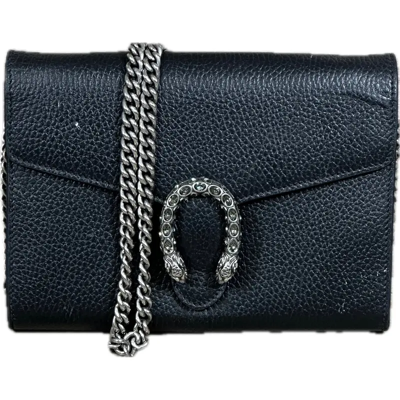 Gucci Dionysus Black Leather Wallet On Chain 1