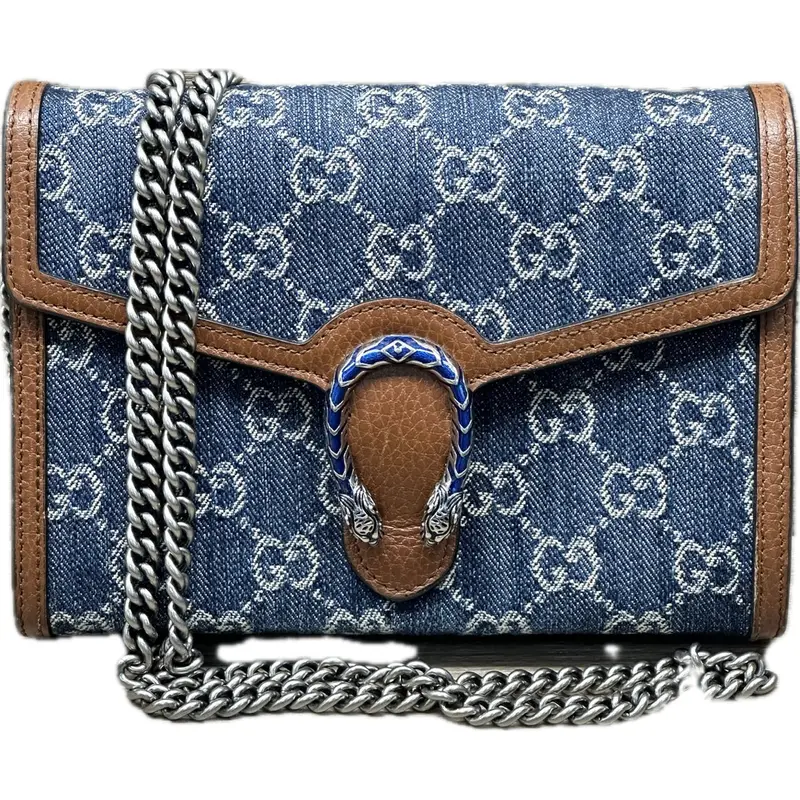Gucci Dionysus Small Denim Wallet With Chain Strap 1