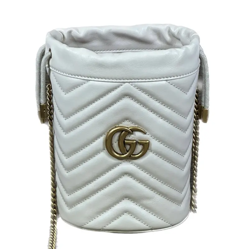 Gucci Gg Marmont Mini Bucket Bag In Crisp White Leather 1