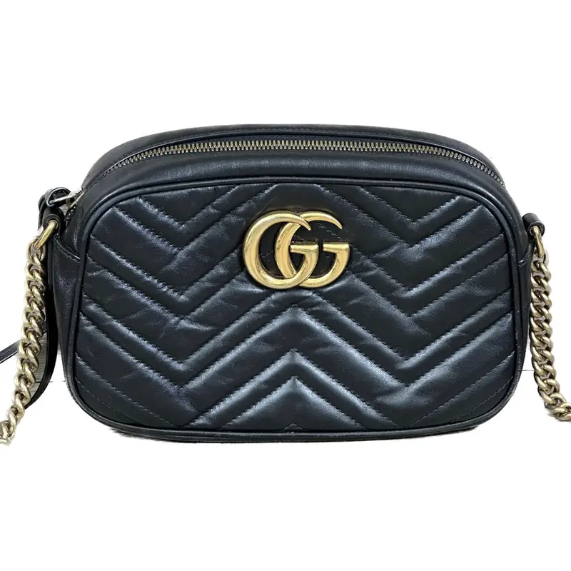 Gucci Gg Marmont Small Shoulder Bag – Sleek Black Leather Compact Bag 1