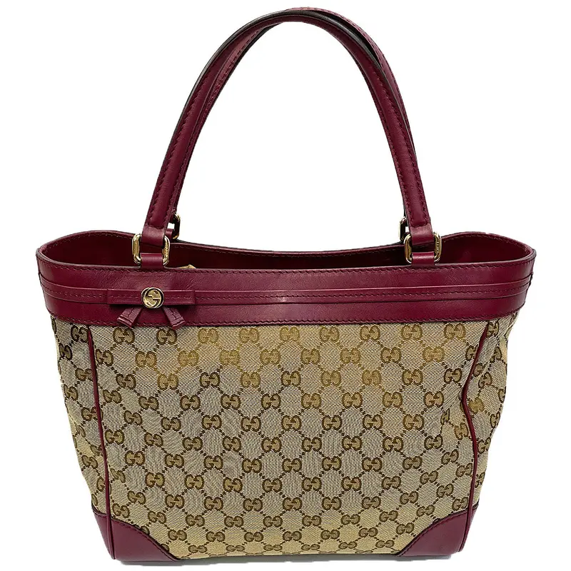Gucci Gg Mayfair Tote – Beige And Cherry Red Webbing 1