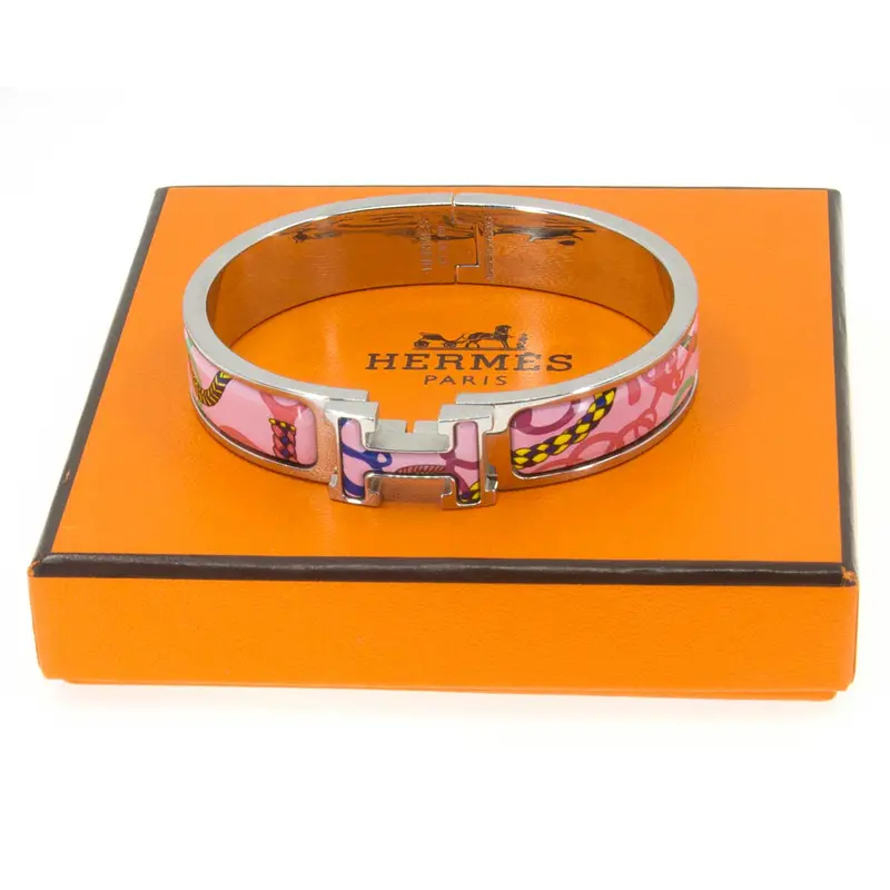 Hermès Clic H Pink Palladium-Tone Bracelet 1