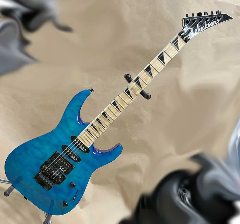 Jackson Js34Q Dinky Solid-Body Electric Guitar – Transparent Blue Finish 1