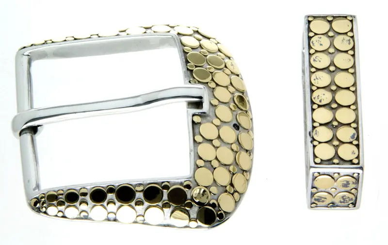 John Hardy Sterling Silver And 18K Gold Belt Buckle Set With Dot Motif 1
