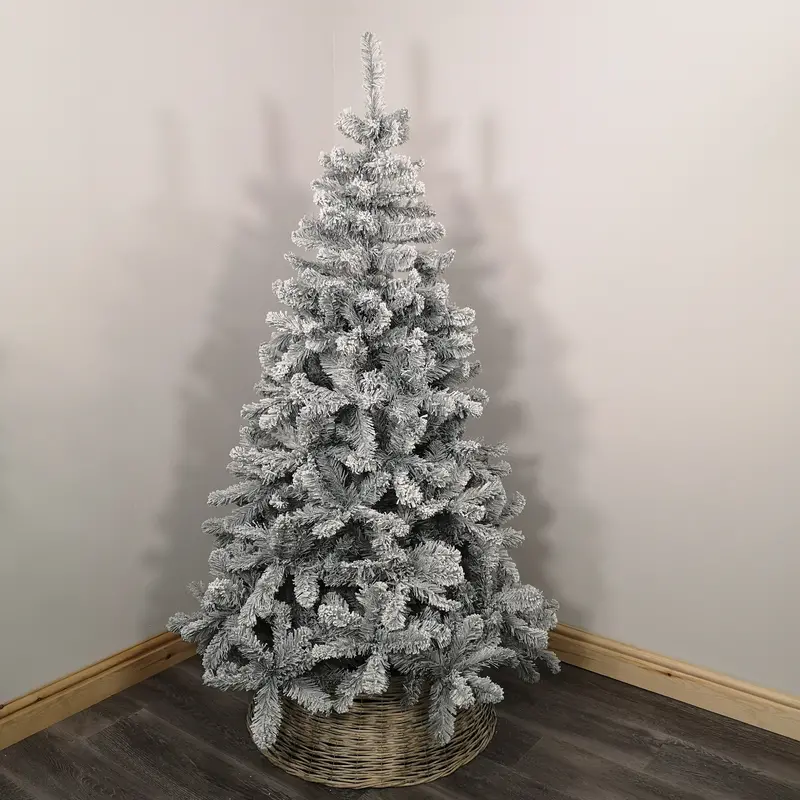Kaemingk 240Cm Flocked Imperial Pine Hinged Christmas Tree 1