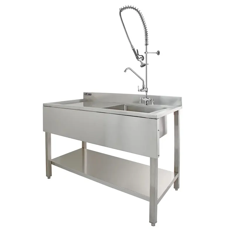Kukoo Commercial Kitchen Sink With Left-Drain Pre-Rinse Tap 1