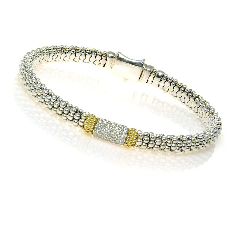 Lagos Lux Caviar Diamond Bracelet In 18K White Gold 1